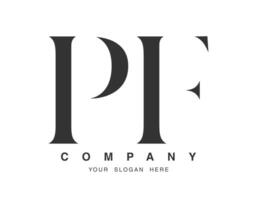 PF logo design. Initial letter p and f serif font style. Creative classic company name typography. Trendy logotype or identity. vector