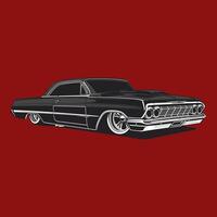 A classic car on a red background vector