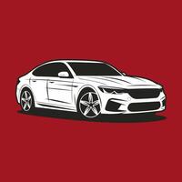 A white car on a red background vector
