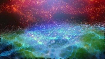 Magical waves of bright energy.High tech rainbow light ray particles and bokeh energy video