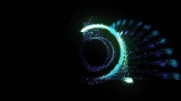 a bright, sparkling disk resembling a time portal video