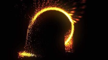 a bright, sparkling disk resembling a time portal video