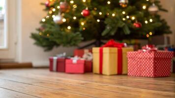 christmas tree and gift background photo