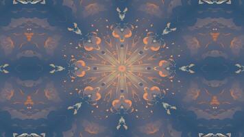 A symmetrical abstract design featuring circular patterns in blue and orange hues. video