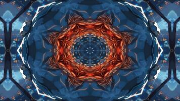 A kaleidoscopic pattern featuring abstract shapes and colors in a symmetrical design. video