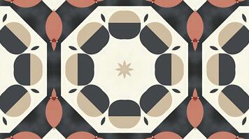 A symmetrical pattern featuring abstract shapes in muted colors, suitable for design purposes. video