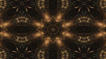 Abstract design featuring a radiant, symmetrical pattern with golden hues and dark background. video