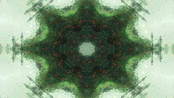 A symmetrical, abstract design featuring dark green hues and illuminated patterns. video
