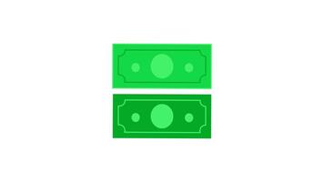 Animated of two green money cash stacks with simplified design, perfect for financial concepts, economy related projects, or illustrations on wealth and currency. video