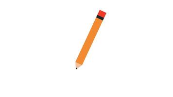 Animation moves the pencil as if writing flat icon with transparent background video