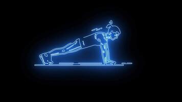 push up icon with a neon effect that lights up blue video