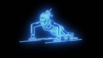 push up icon with a neon effect that lights up blue video