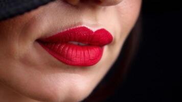 Animation with lips with red lipstick video