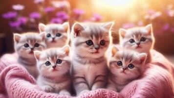 Animation of a group of kittens in a warm and cozy environment video