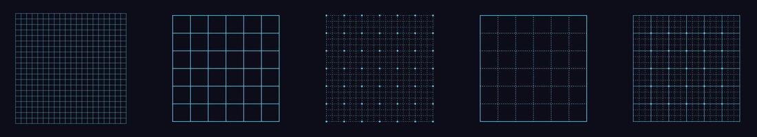Geometric grid ybackground. Lines and dots glowing blank template vector