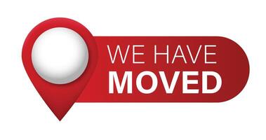 we have moved map pin pointer banner vector