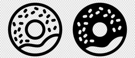 Donut icon solid and line doughnut set. vector