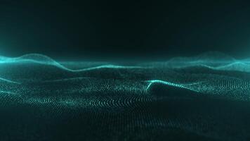 Abstract glowing wave from of particles and dots moves on a blue background, big data visualization, futuristic and digital background, 3D, 4K video