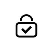 Lock with check mark. Secure and protection web login vector