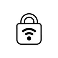 Lock with wifi symbol. Closed access to web network vector