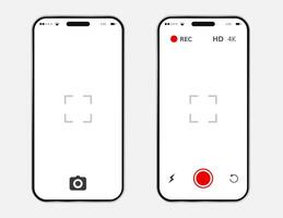 Mobile phone screen camera interface vector