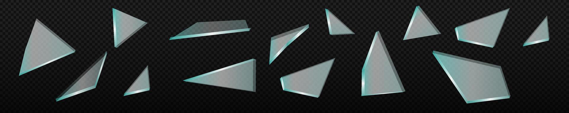 Glossy transparent broken glass clear pieces.