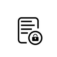Electronic document with lock. Online data protection vector