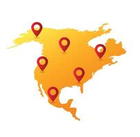North America map pin location illustration vector