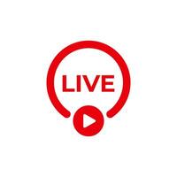 Red live broadcast logo. vector