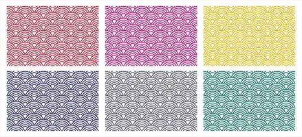 Seamless Japanese wave pattern for background set. Chinese wave texture, rounded pattern background. vector