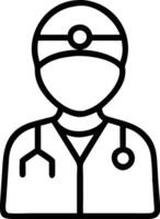 A doctor icon with a stethoscope on his head vector