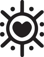 Sun and heart icon illustration vector