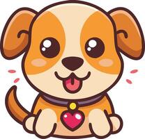 A cartoon dog with a heart on its collar vector