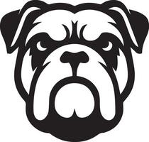 A bulldog head is shown in black and white vector