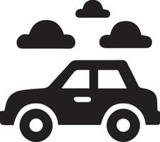 Car icon with clouds and rain vector