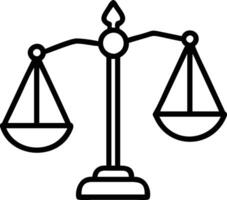 A black and white illustration of a scale of justice vector