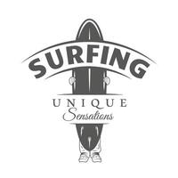 Surfing label isolated on white background vector