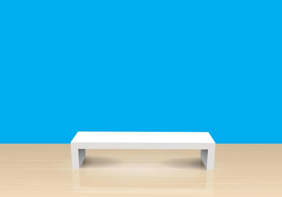 Minimalist White Bench on Reflective Surface