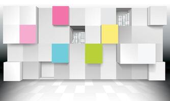 Modular Bookshelf with Pop of Color for Minimalist Interiors vector