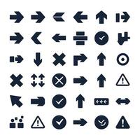 Arrow icon set isolated. Arrows set of 100 black icons. Black arrows icons. Modern simple arrows. vector