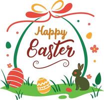 Easter Typography Design with Ribbon Elements vector