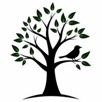 Bird in a tree silhouette illustration vector