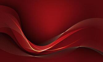 Abstract red gold light luxury wave curve with blank space for text place design modern creative background vector