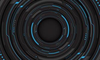 Blue grey cyber line circle system technology futuristic design modern creative on black background vector