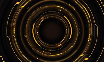 Yellow light grey cyber line circle system technology futuristic design modern creative on black background vector