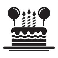 Minimalist Birthday Cake Icon Art vector