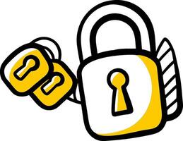 A cartoon lock with keys and a padlock vector