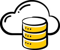A yellow cloud with a stack of yellow disks vector