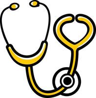 A stethoscope is shown in yellow and black vector