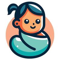 A cartoon baby wrapped in a blanket vector